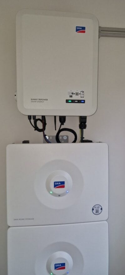 Woning voorzien van omvormer en thuisbatterijen