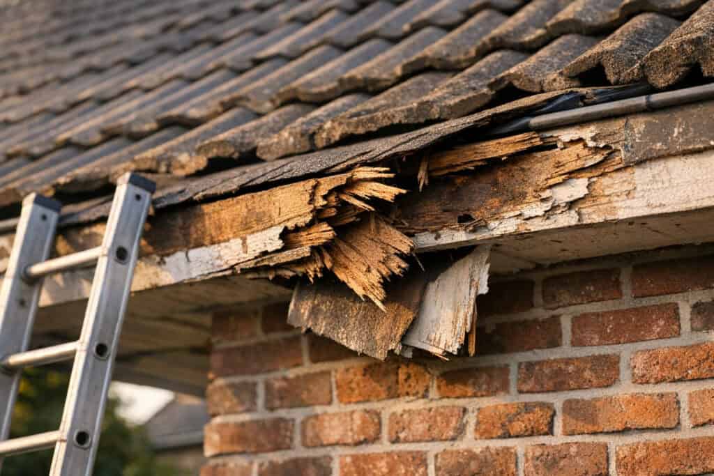 Windschade aan boeidelen en dakrand van woning