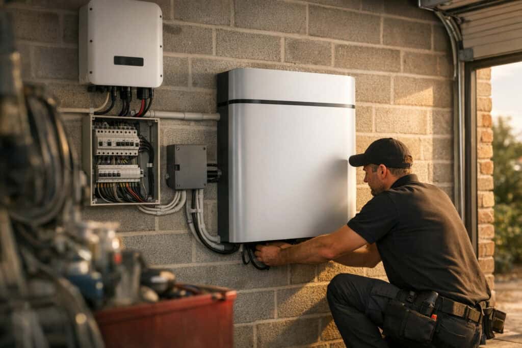 Specialist bezig met aggregaat installatie in een woning