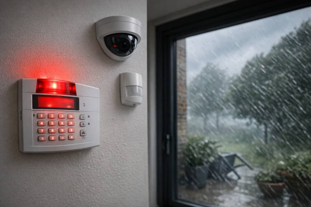 Alarmpaneel dat afgaat tijdens stormachtig weer door sensorstoring