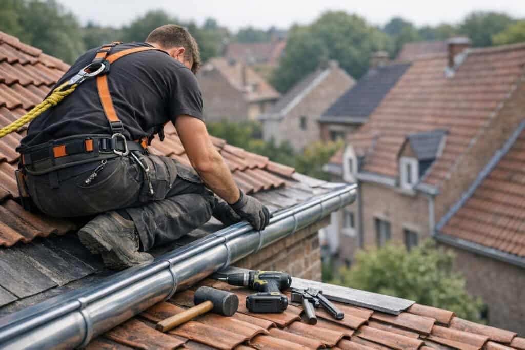 Professionele dakgoot reiniging met vakkundige uitrusting