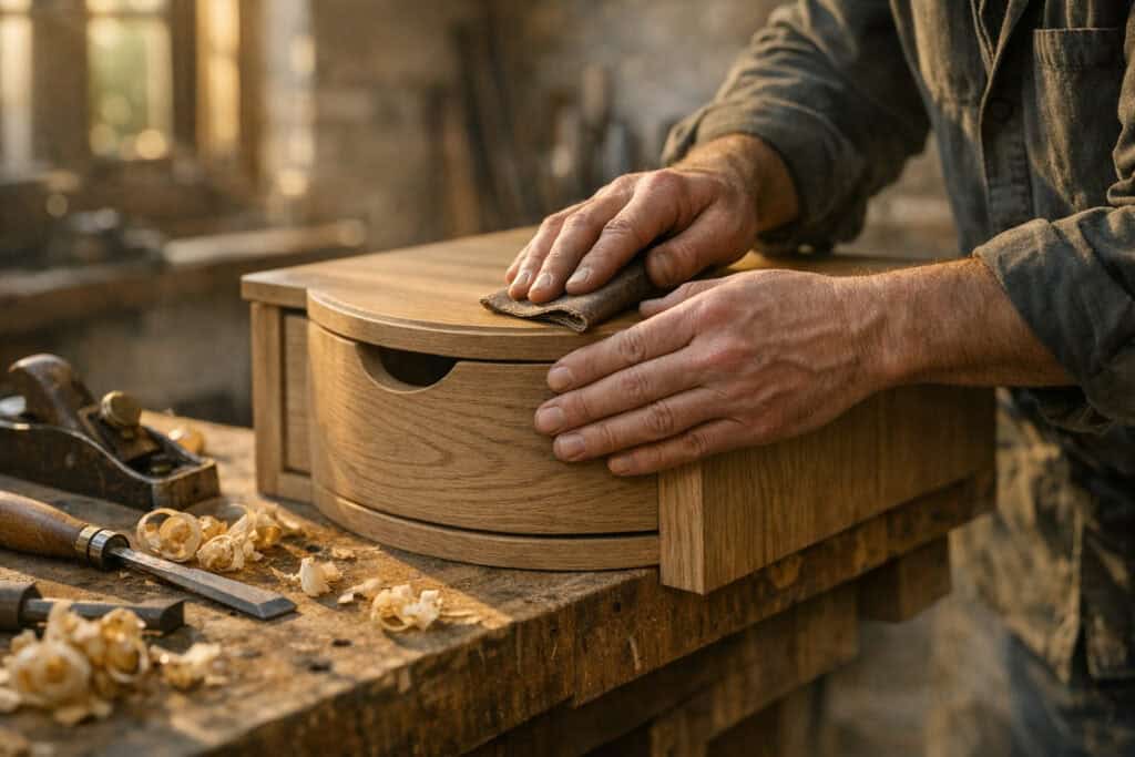 Ervaren vakman gespecialiseerd in meubel makers aan het werk