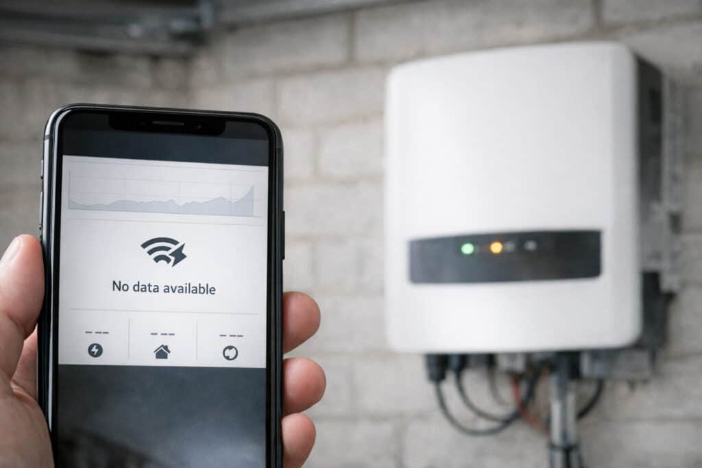 Monitoring app van zonnepanelen die geen data toont