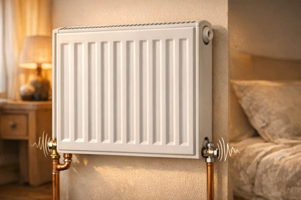 Radiator die tikkend geluid maakt door lucht of uitzetting