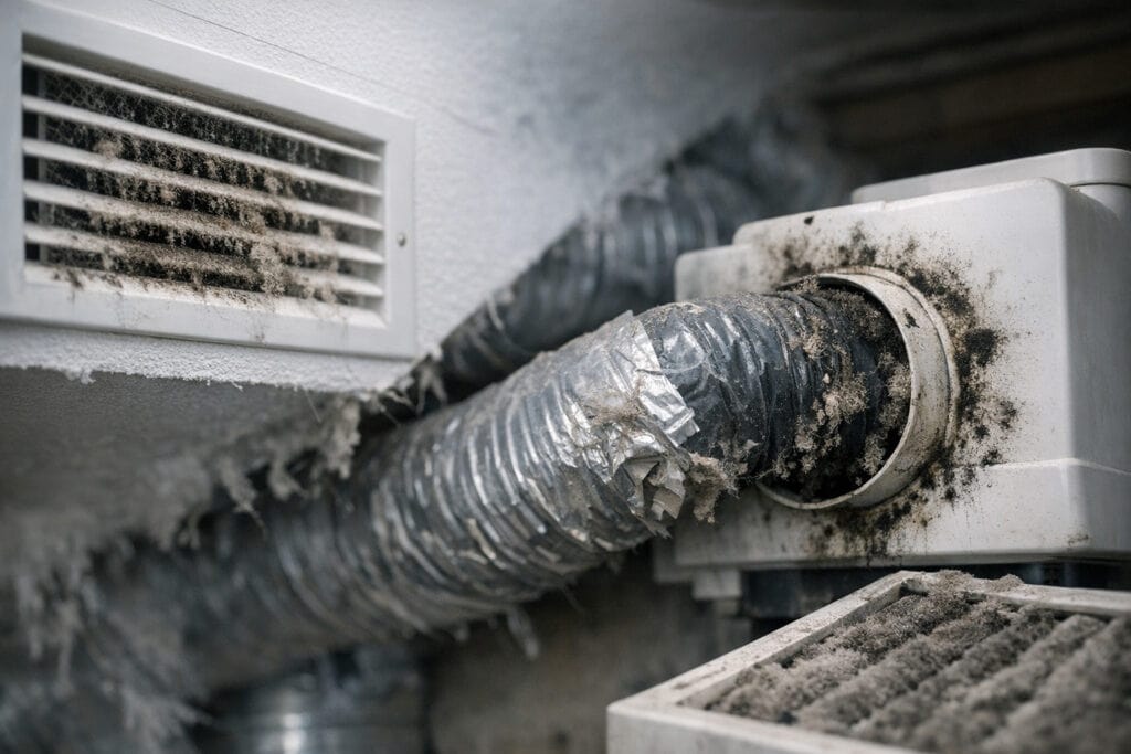 CO2-meter die een te hoge waarde toont in een afgesloten woonkamer
