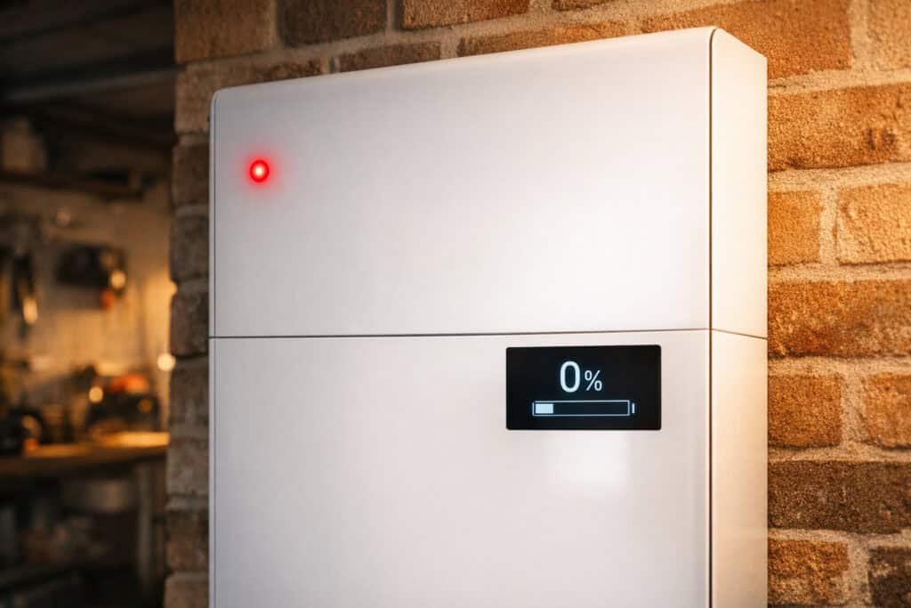 Thuisbatterij die niet meer oplaadt met rode statusmelding
