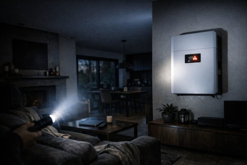 Thuisbatterij die niet overschakelt bij stroomuitval in donker huis