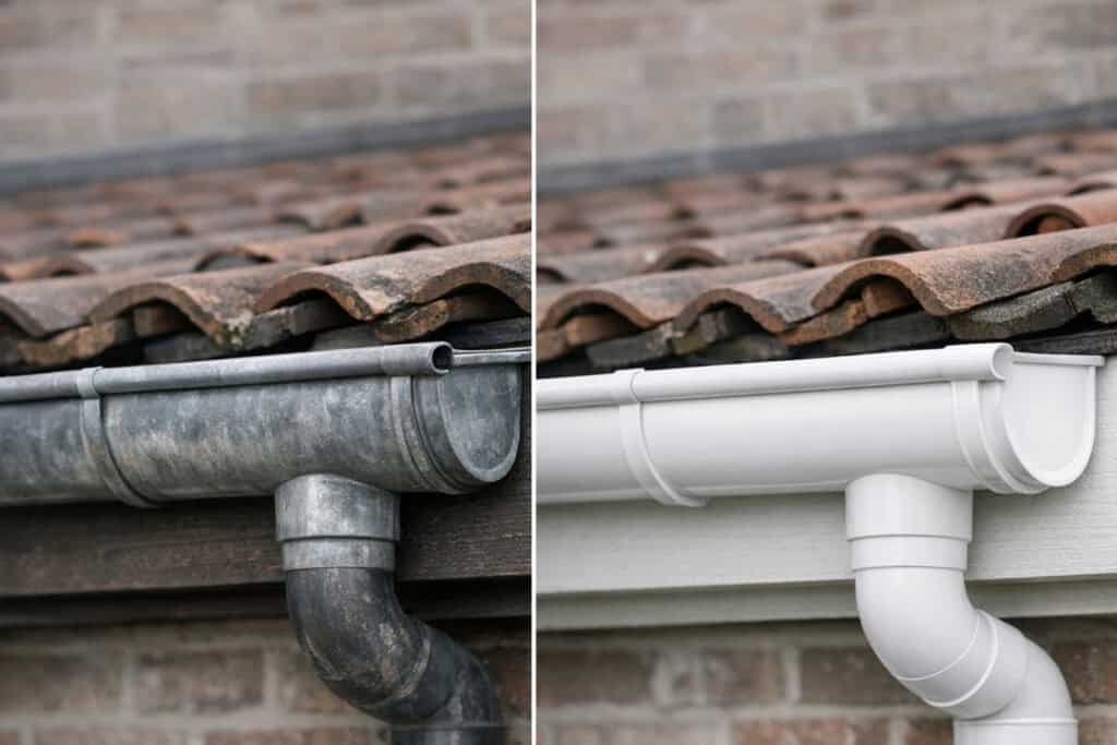 Vergelijking tussen zinken dakgoot en PVC dakgoot