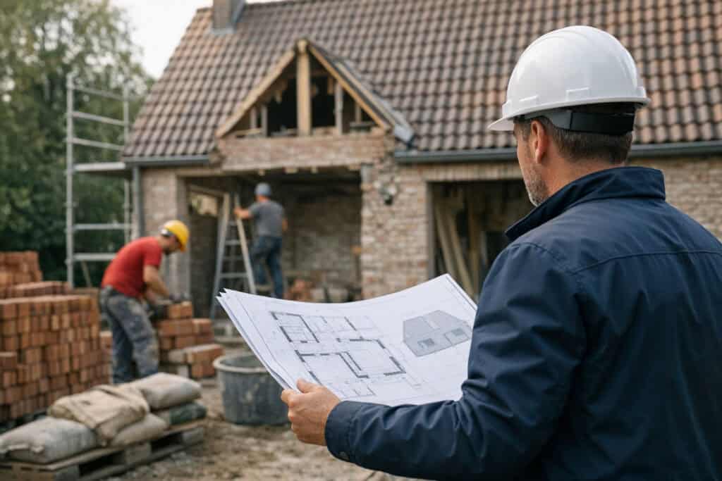 Ervaren vakman gespecialiseerd in zolderventilatie aannemers aan het werk
