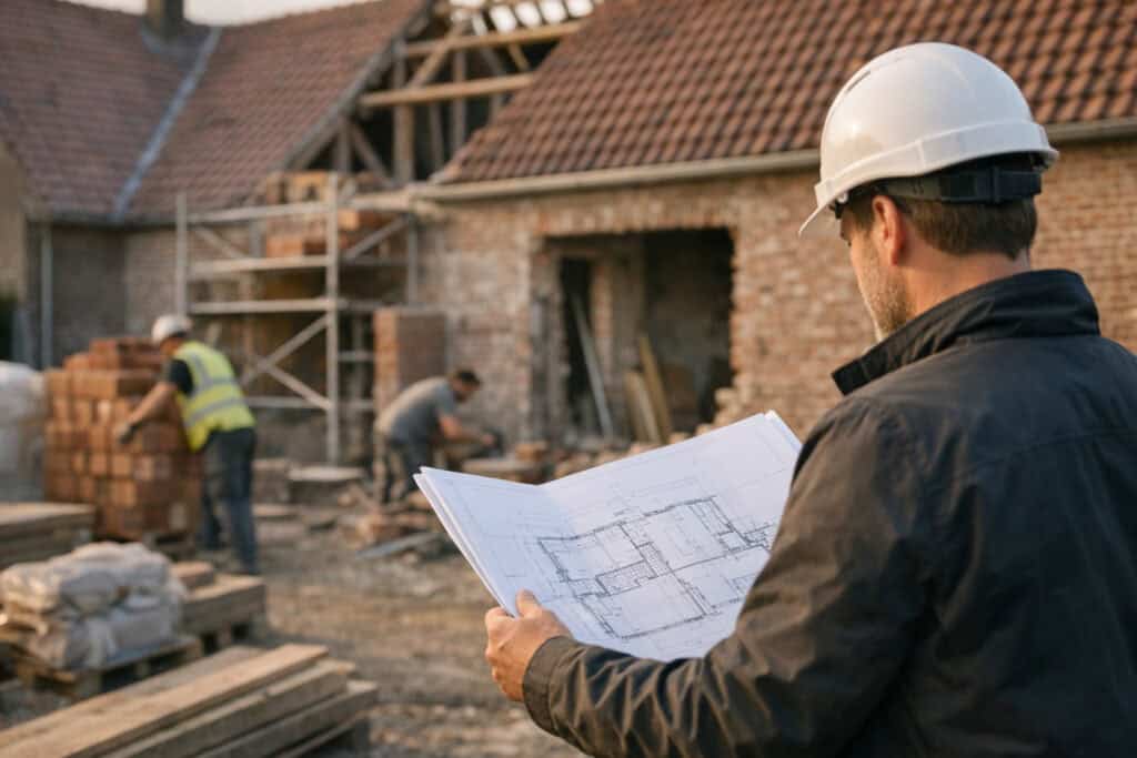 Ervaren vakman gespecialiseerd in zonwering aannemers aan het werk