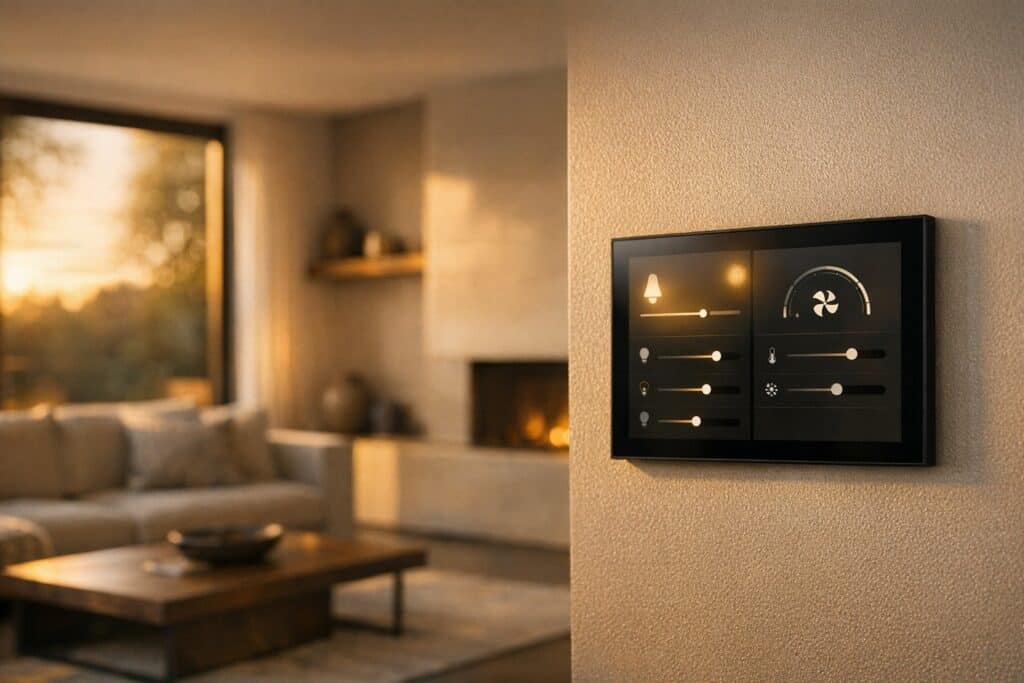 Smart home bedieningspaneel voor domotica in een moderne woning