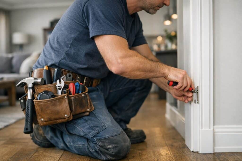 Specialist bezig met dompelpomp installatie in een woning