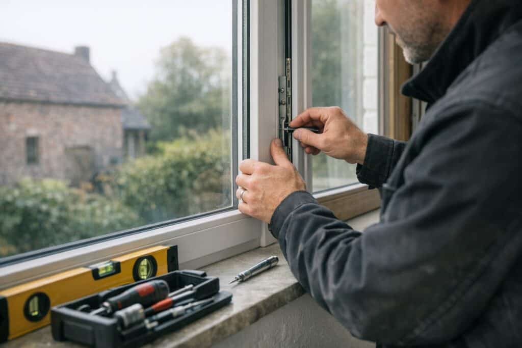 Vakman die hor reparatie uitvoert aan een woning