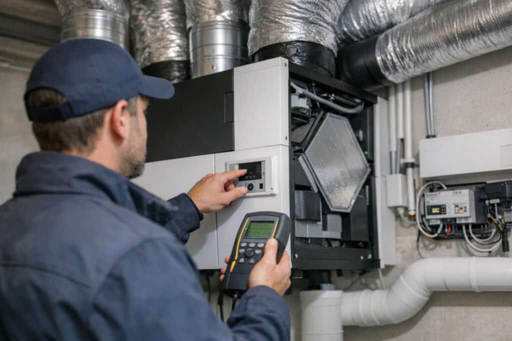 Ervaren vakman gespecialiseerd in hvac technici aan het werk