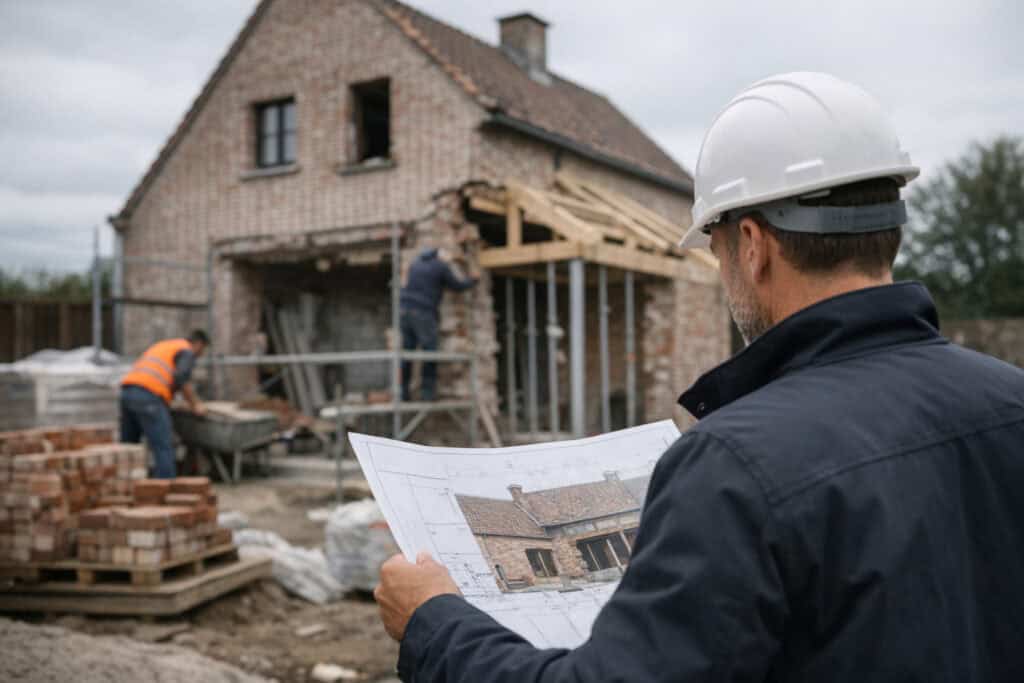 Ervaren vakman gespecialiseerd in keuken renovatie aan het werk