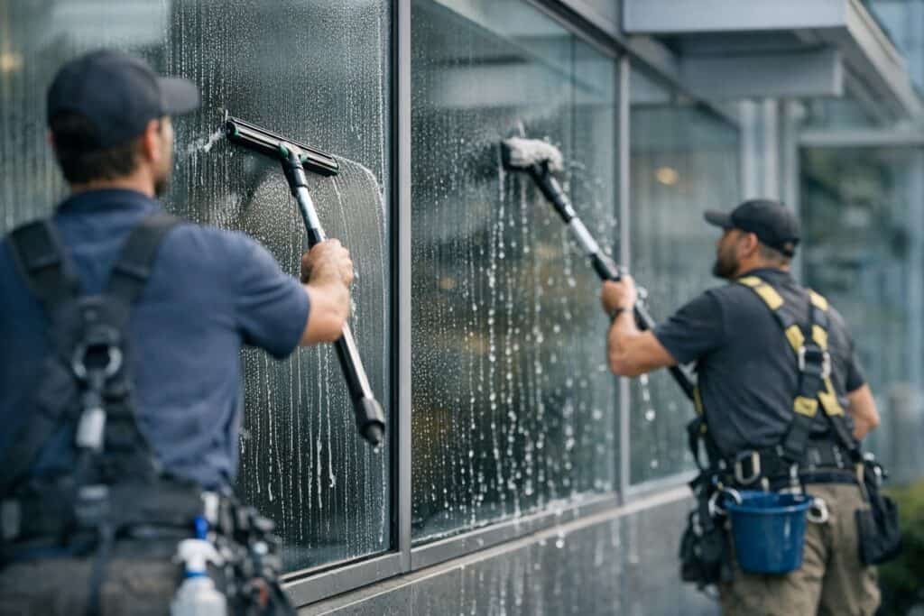 Professionele ramen wassen met vakkundige uitrusting