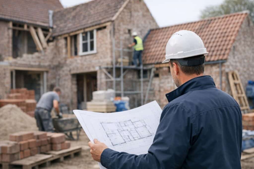 Vakman die advies geeft over verbouwing ontwerp