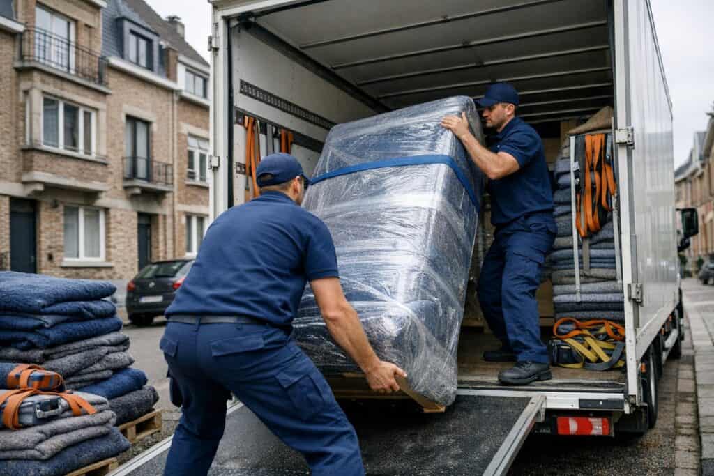 Ervaren vakman gespecialiseerd in verhuishulp aan het werk