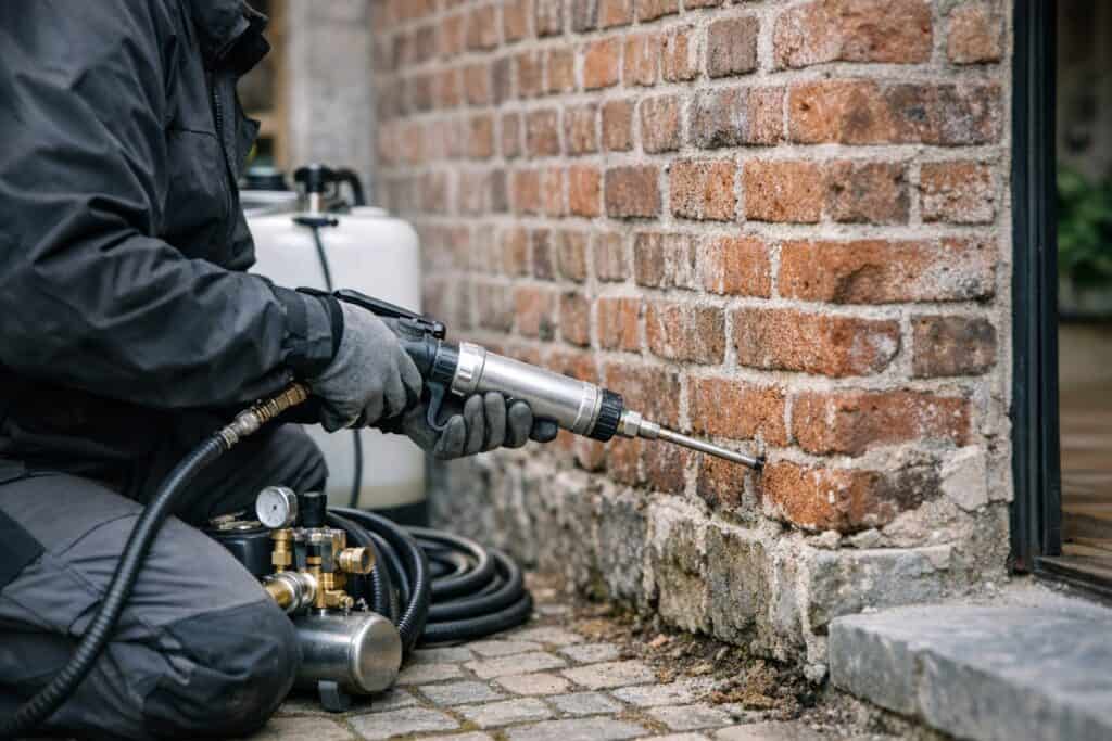 Vochtbestrijding door muurinjectie in een Belgische woning