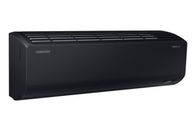 Samsung WindFree airco in zwart, schuin aanzicht