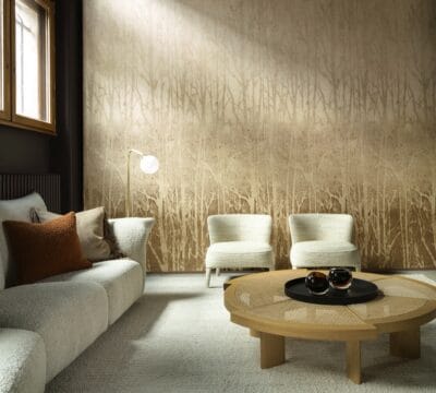 Woonkamer met Ombré Arbor behang