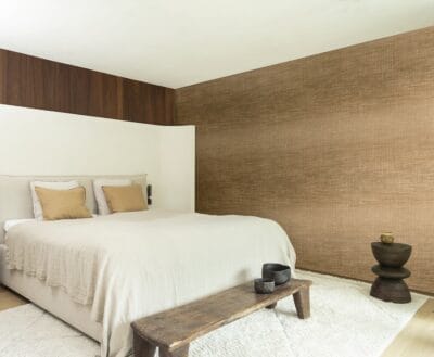 Moderne slaapkamer met aquarel behang