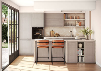 Moderne keuken met natuursteen werkblad en kookeiland