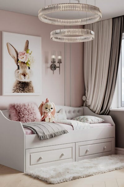 Landelijke kinderkamer met roze accenten